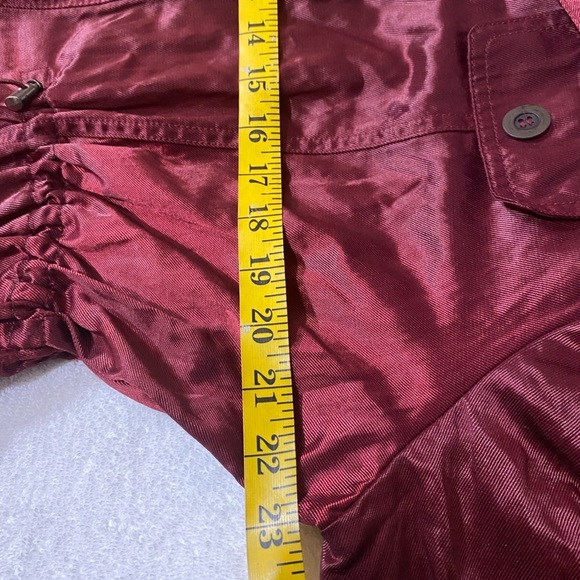 Metallic Red Utility Cargo Raincoat Button Front Drawstring Ruby Rd Size 18 - Picture 12 of 15